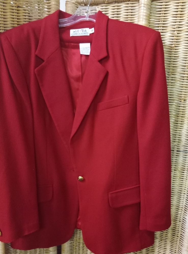 Club Classics Wool Blazer Jacket Red Size 12/40